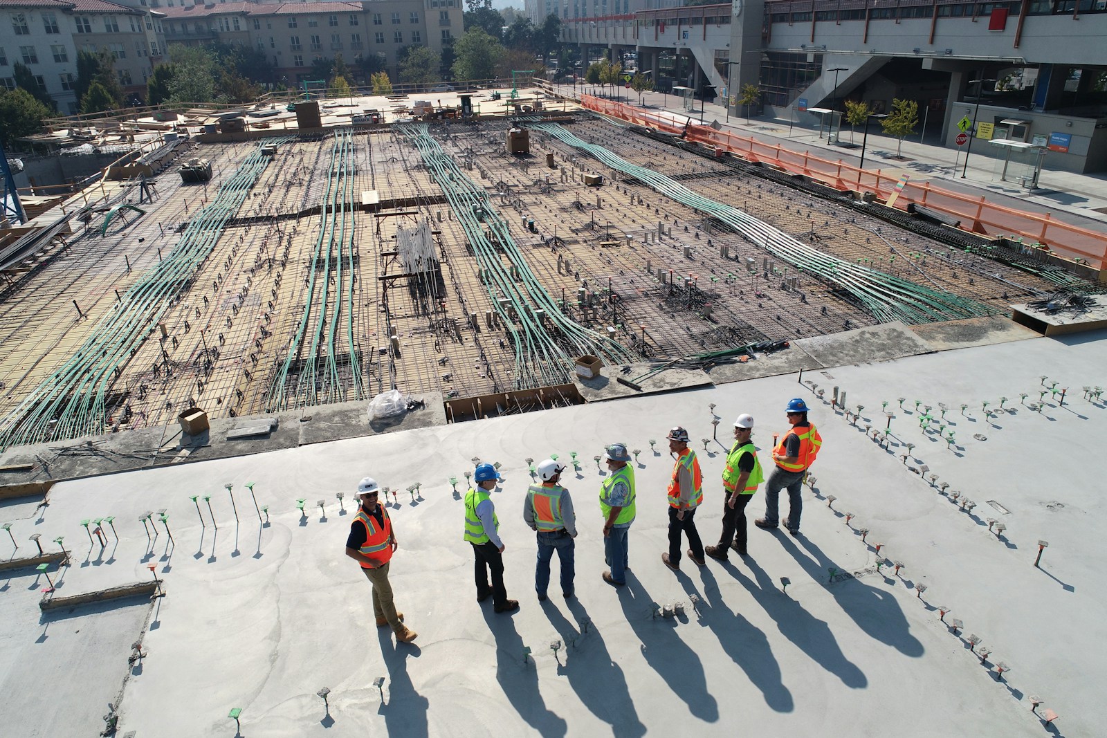 Construction site with steel framework